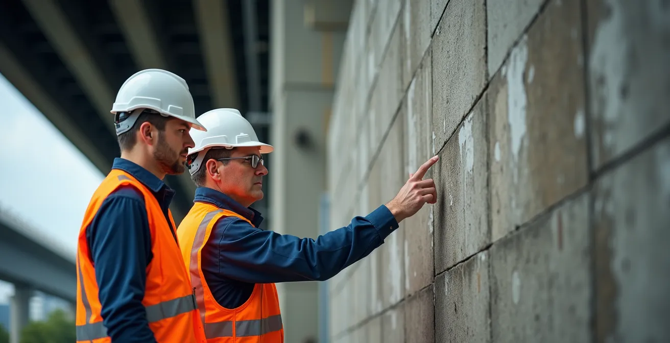 Darstellung eines Anpassungs-Kipppunkts im Infrastruktur-Lebenszyklus, an dem Ingenieure eine Erneuerungsentscheidung treffen