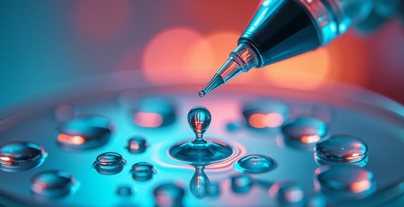 Makroaufnahme von CRISPR-Cas9 Proteinkomplex bei der DNA-Bearbeitung im Labor