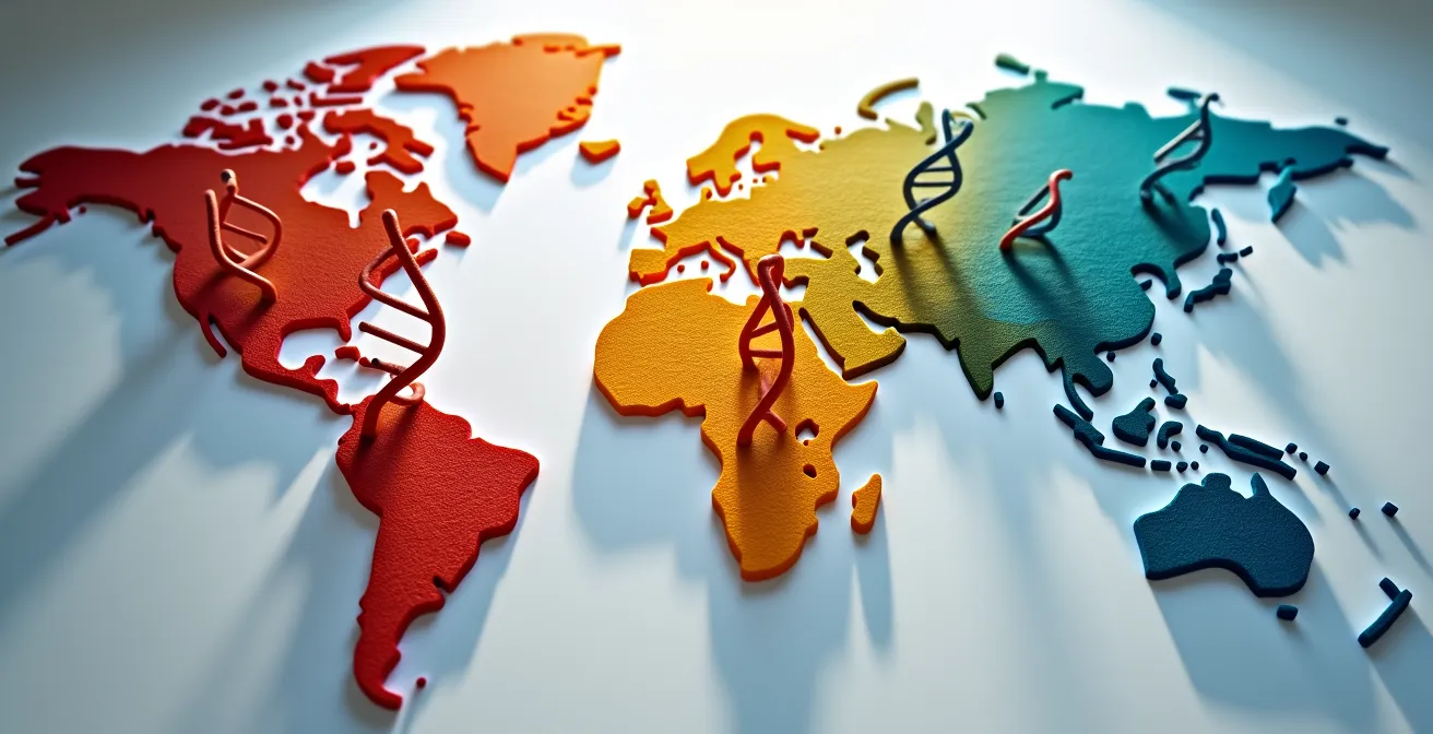 Visualisierung der ungleichen globalen Verteilung genomischer Daten mit Fokus auf unterrepräsentierte Bevölkerungsgruppen