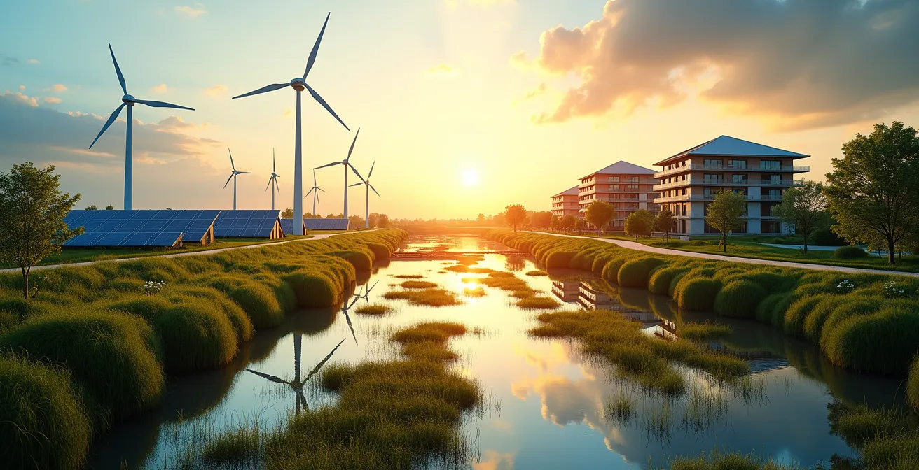 Visuelle Darstellung der dualen Klimastrategie mit Mitigation und Adaptation