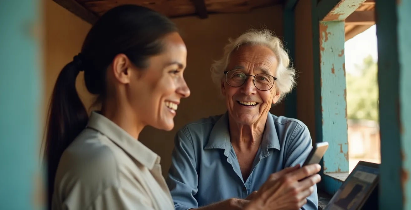 Mobile Banking Agent in ländlicher Umgebung bei der Kundenbetreuung