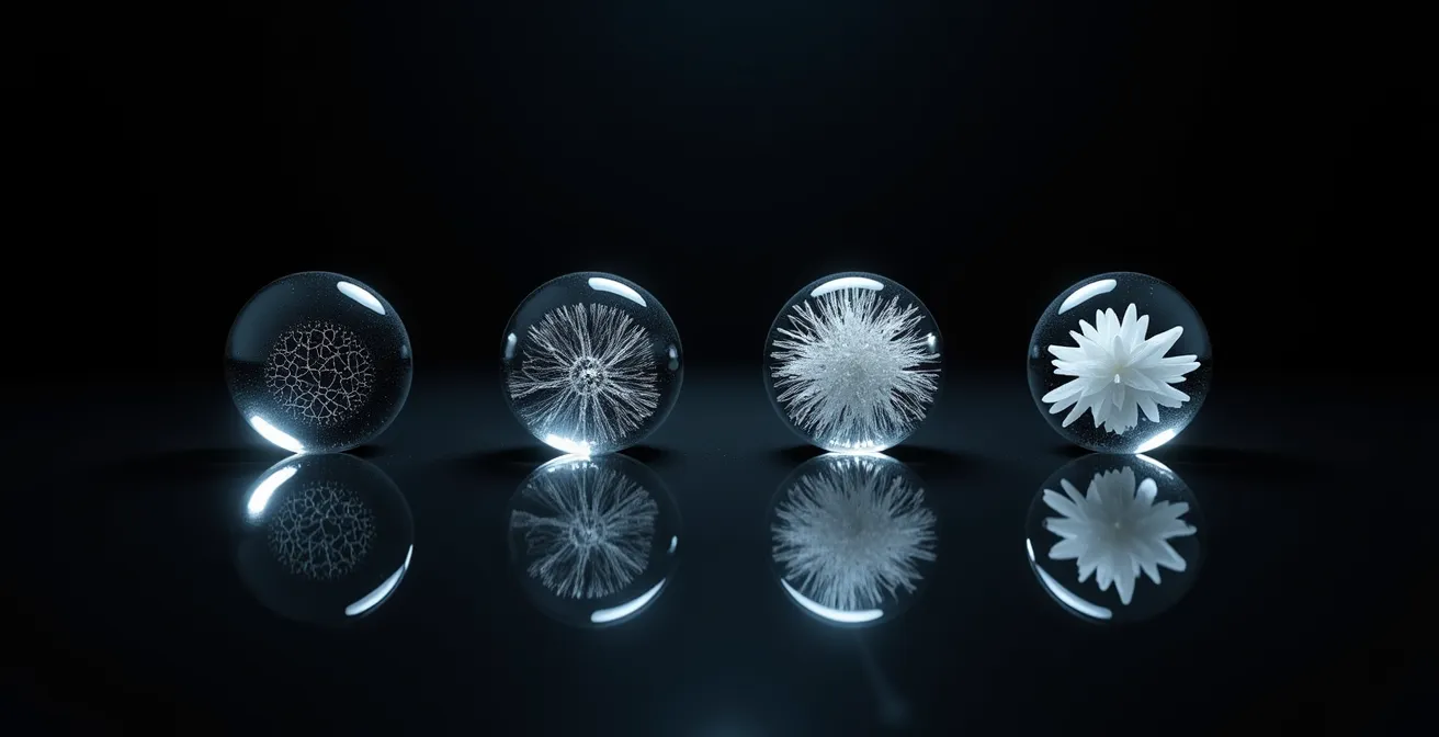 Kreisdiagramm der vier Phasen der Trendanalyse mit abstrakten Symbolen