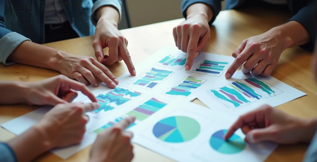 Abstraktes Dashboard zur Visualisierung von Wellbeing-Metriken