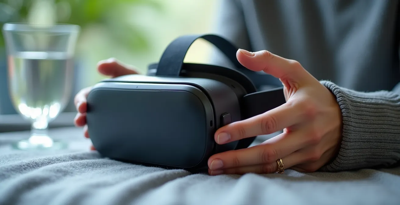 VR-Nutzer macht Pause zur Cybersickness-Prävention